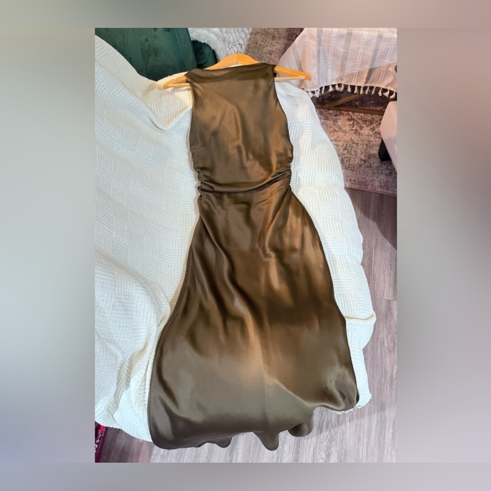 Reformation Olive Satin Maxi Dress - Picture 12 of 16